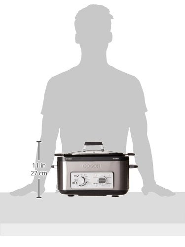 Cosori 6 Qt 11 en 1 programable multi cocina, olla lenta, arroz, café, sartén, caldera, steamer, yogurt Maker con retardo y función de mantener caliente, 86 ° a 400 °F, incluye libro de recetas, acero inoxidable (CP001-SC)