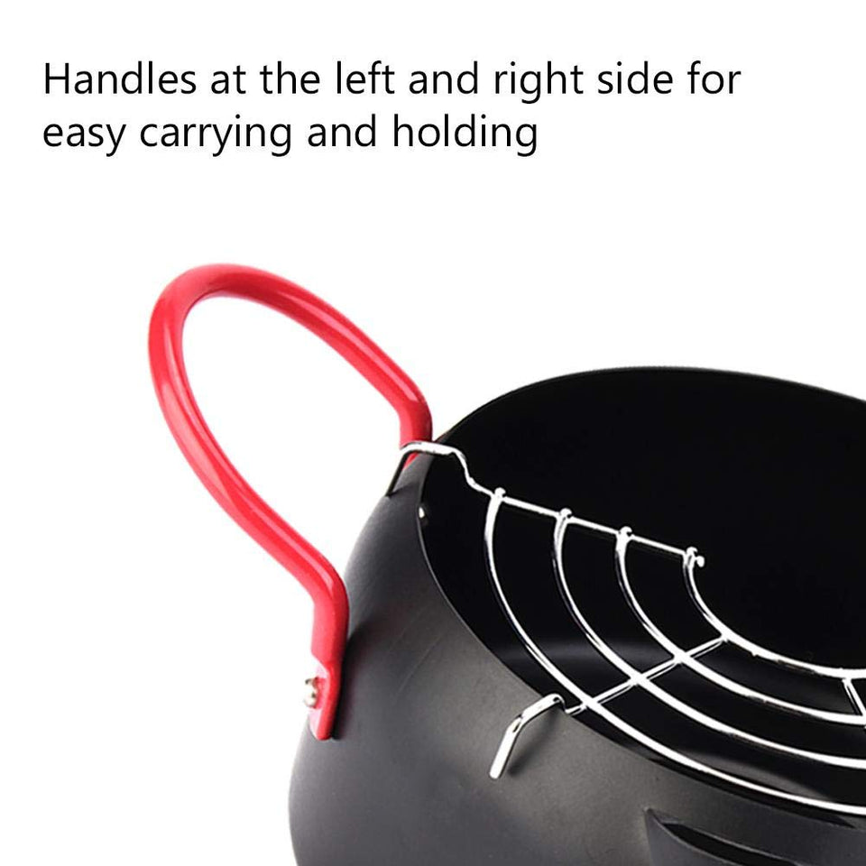Olla Freidora, Sartén Olla de la freidora, cocina doméstica de 6 pulgadas, freidora, olla redonda con filtro de aceite para cocina de inducción y gas