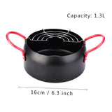 Olla Freidora, Sartén Olla de la freidora, cocina doméstica de 6 pulgadas, freidora, olla redonda con filtro de aceite para cocina de inducción y gas