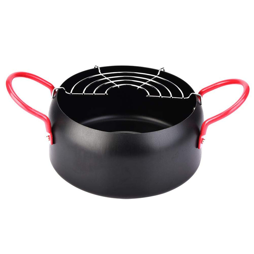 Olla Freidora, Sartén Olla de la freidora, cocina doméstica de 6 pulgadas, freidora, olla redonda con filtro de aceite para cocina de inducción y gas
