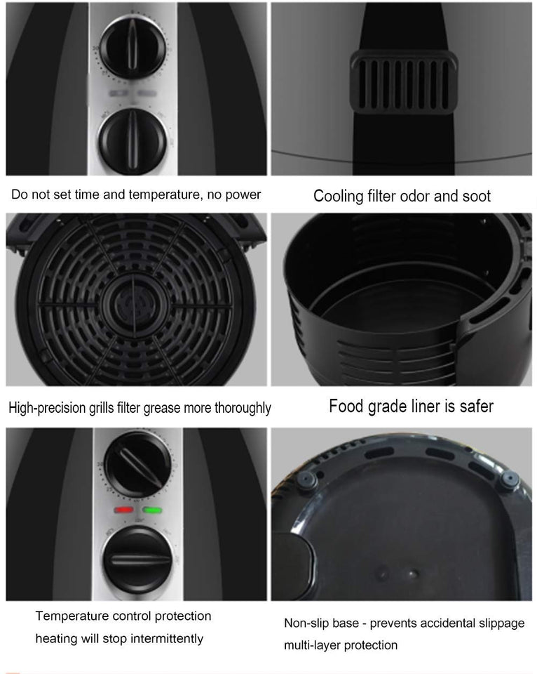 Yxian Freidora de Aire de 4.5L, freidoras de Aire Caliente, Horno, Cocina sin ollas, sartén fácilmente Desmontable, 1400W