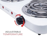 Mayware HY2000A Parrilla Eléctrica Doble, color Blanco