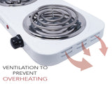 Mayware HY2000A Parrilla Eléctrica Doble, color Blanco