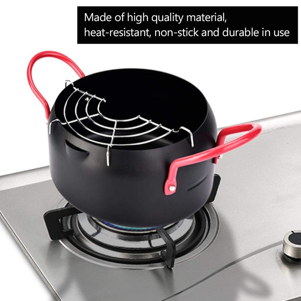 Olla Freidora, Sartén Olla de la freidora, cocina doméstica de 6 pulgadas, freidora, olla redonda con filtro de aceite para cocina de inducción y gas