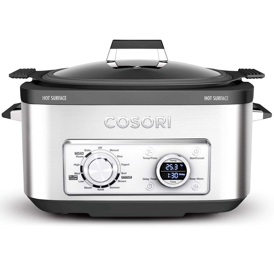 Cosori 6 Qt 11 en 1 programable multi cocina, olla lenta, arroz, café, sartén, caldera, steamer, yogurt Maker con retardo y función de mantener caliente, 86 ° a 400 °F, incluye libro de recetas, acero inoxidable (CP001-SC)