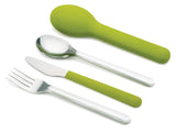 Joseph Joseph GoEat Recipiente compacto 2-en-1 para alimentos, Set de cubiertos, Verde