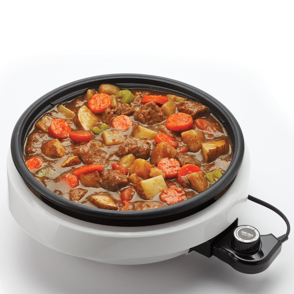 Aroma Housewares ASP-137 - Olla con plancha de parrilla (2.8 litros, 25.4 cm), Blanco, 2.83 l, 1