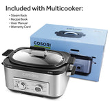 Cosori 6 Qt 11 en 1 programable multi cocina, olla lenta, arroz, café, sartén, caldera, steamer, yogurt Maker con retardo y función de mantener caliente, 86 ° a 400 °F, incluye libro de recetas, acero inoxidable (CP001-SC)