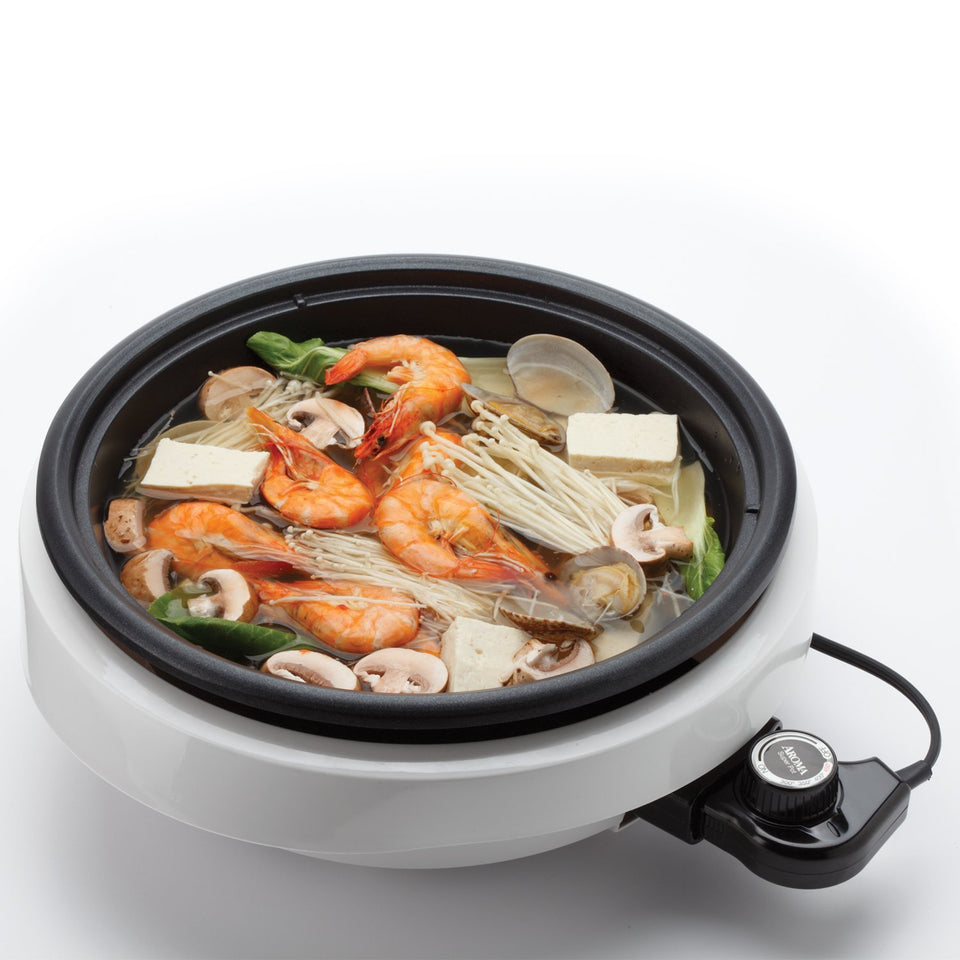 Aroma Housewares ASP-137 - Olla con plancha de parrilla (2.8 litros, 25.4 cm), Blanco, 2.83 l, 1