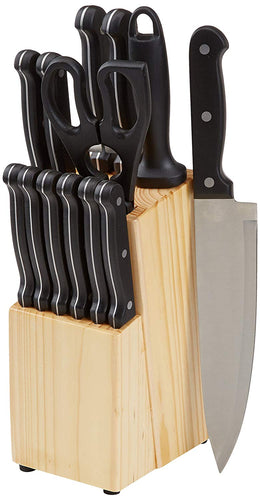 AmazonBasics Juego de cuchillos de 14 piezas, con bloque