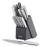 Farberware Juego de cuchillos de acero inoxidable con bloque para almacenamiento, 15 piezas
