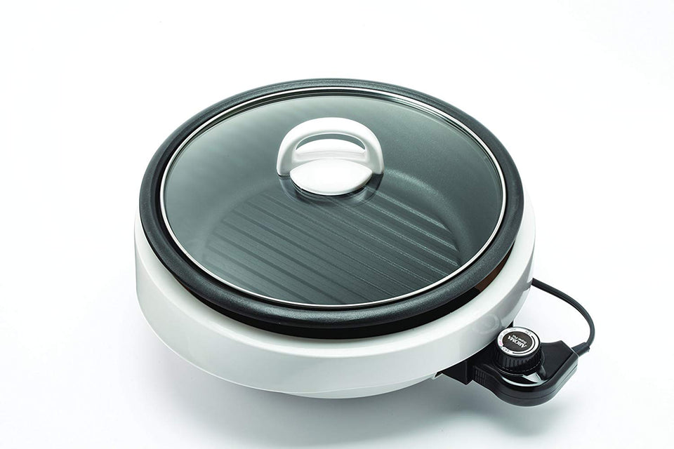 Aroma Housewares ASP-137 - Olla con plancha de parrilla (2.8 litros, 25.4 cm), Blanco, 2.83 l, 1