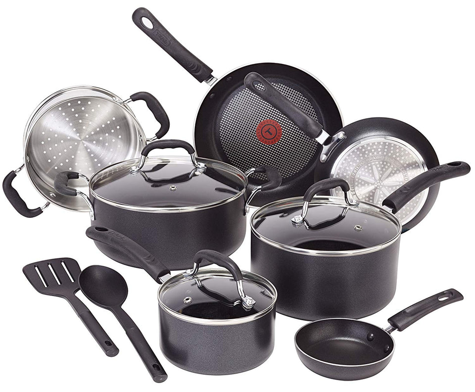 T-fal C515SC Professional Set de ollas y sartenes antiadherentes Thermo-Spot Indicador de Calor, Base Inducción, 12 piezas